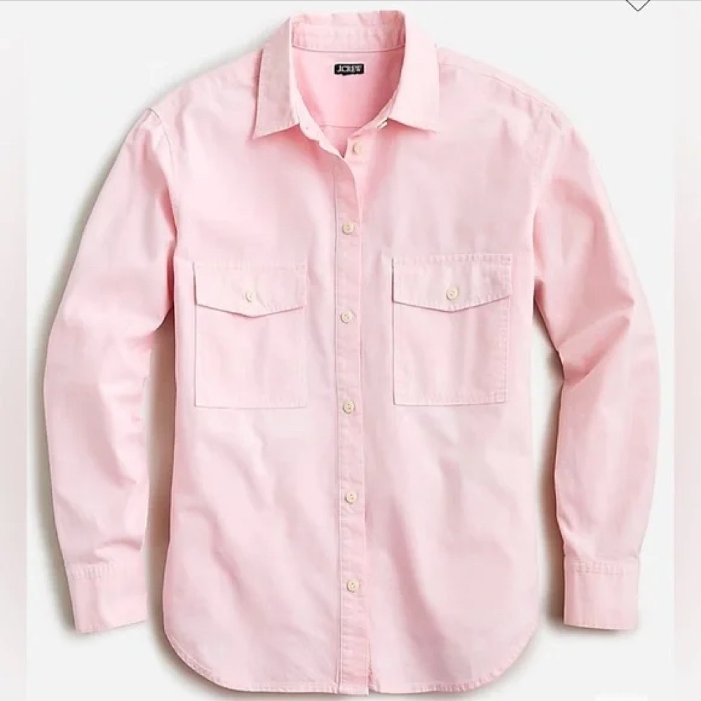 J. Crew Garment-dyed Chambray Shirt in Pastel Pink size 4